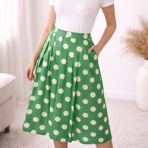 Vintage Polka Dot Pleated Skirt New Attitude by Russ Togs | 80s 90s